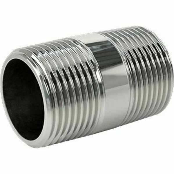 Bsc Preferred Standard-Wall Chrome-Plated Brass Threaded Pipe Nipple Threaded on Both Ends 1 NPT 2 Long 9176K136